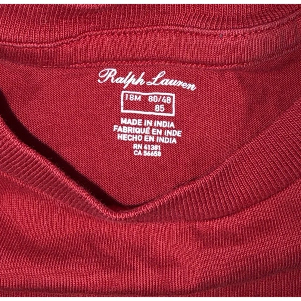 Polo Ralph Lauren Baby Toddler T Shirt Red‎ 18 Months Embroidered Pony Flaw